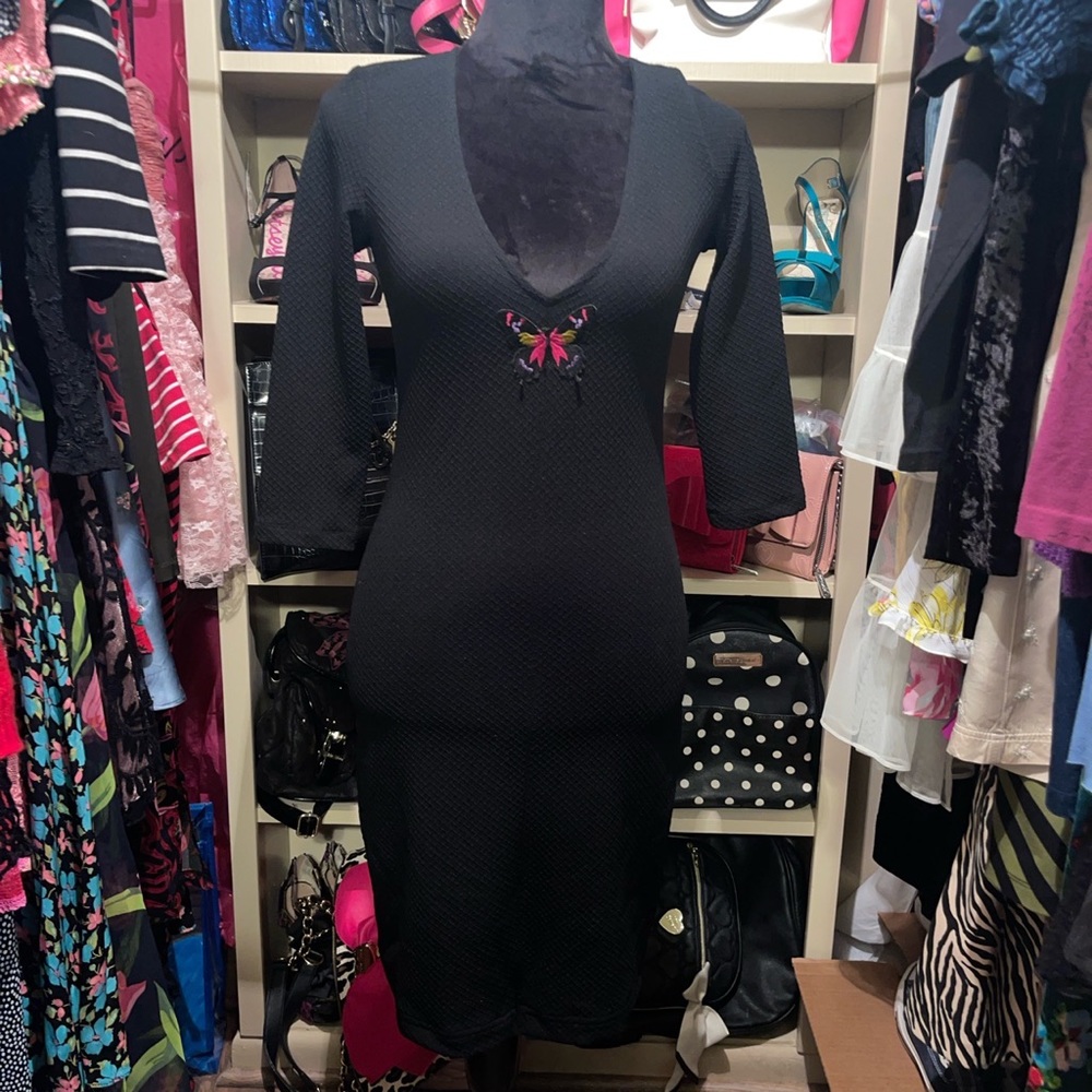 betsey johnson black butterfly dress VTG KNOCKOUT A-LINE POLO DRESS wrap tulle wedding dress Size:XXL = 17.5 Effortless elegance meets timeless